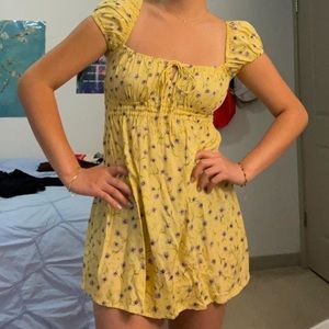 MOTEL ROCKS YELLOW MINI MILKMAID DRESS